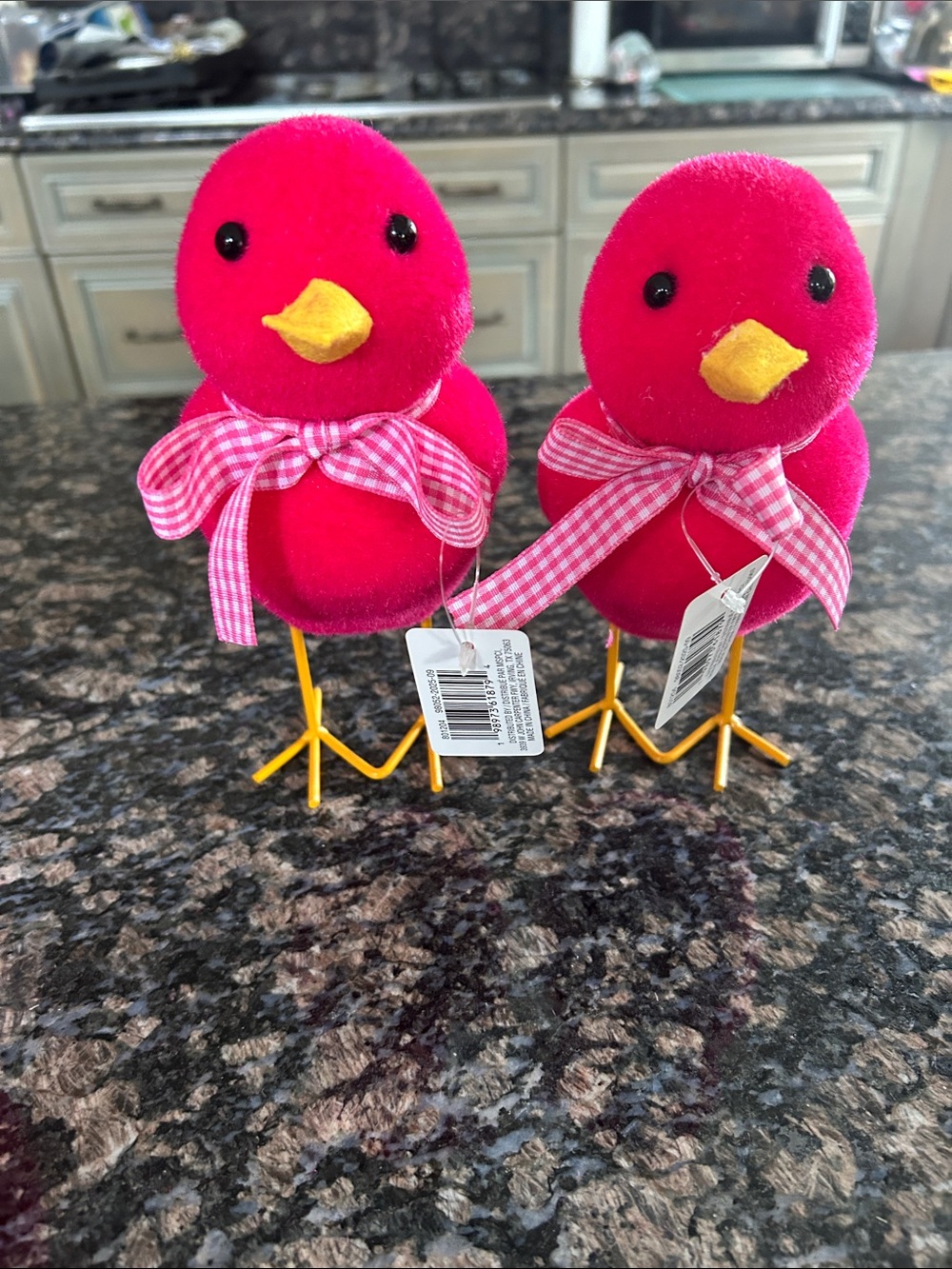 ASHLAND PINK FLOCKED CHIC  GINGHAM BOW  7.5 " LOT OF 2 NWT